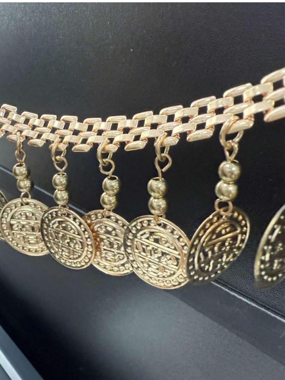 Anthropologie Gold-tone Coin Fringe Anklet - Picture 4 of 5